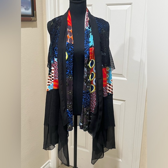 Feratelli Multicolor OPEN CARDIGAN, WHIMSIGOTH, GOTHIC, GRUNGE WOMEN VEST SIZE M - Picture 5 of 8